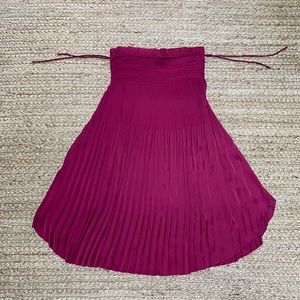 Silk, romantic rouged high waisted skirt